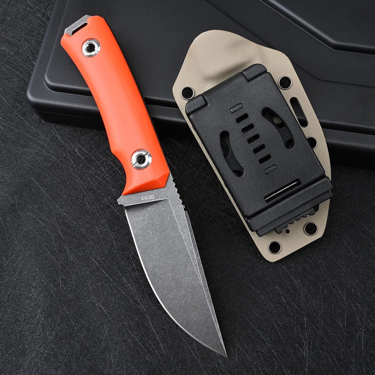Cuchillo táctico DC53 con funda G10 EDC camping negro