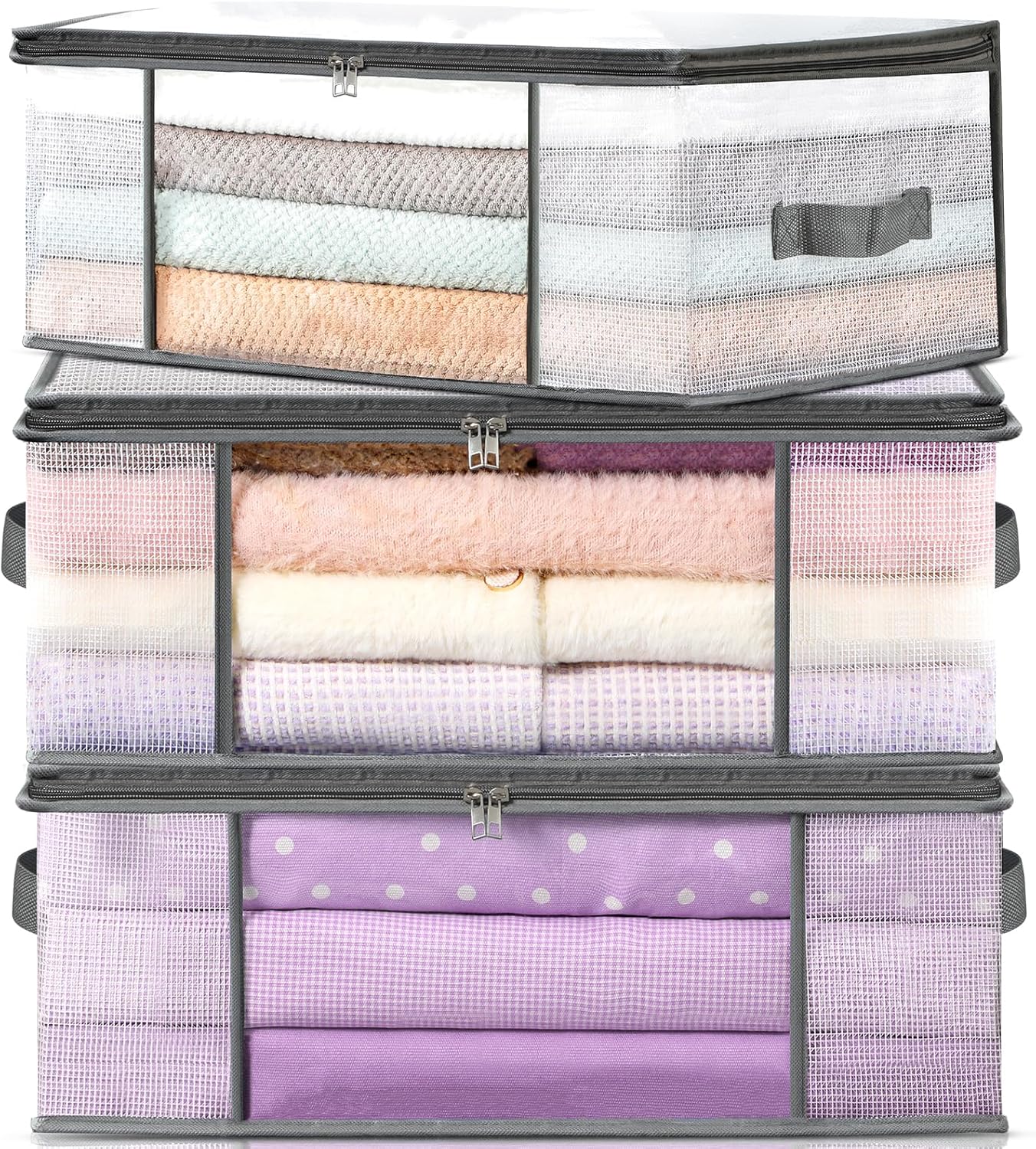 3 Pzas Contenedor plegable plástico para ropa dormitorio