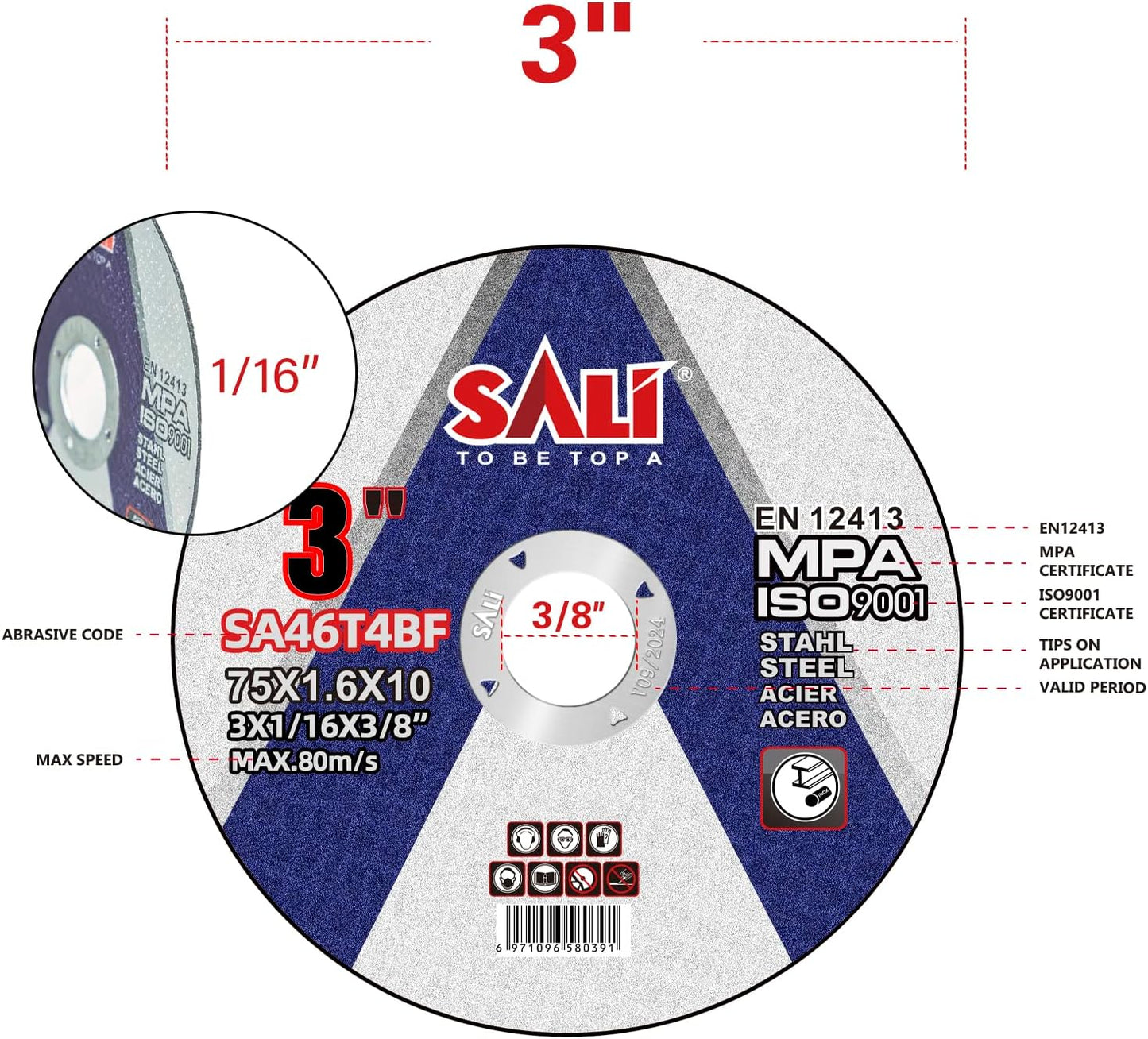 25 Ruedas Corte 3pulg Metal Agresivo para Amoladoras