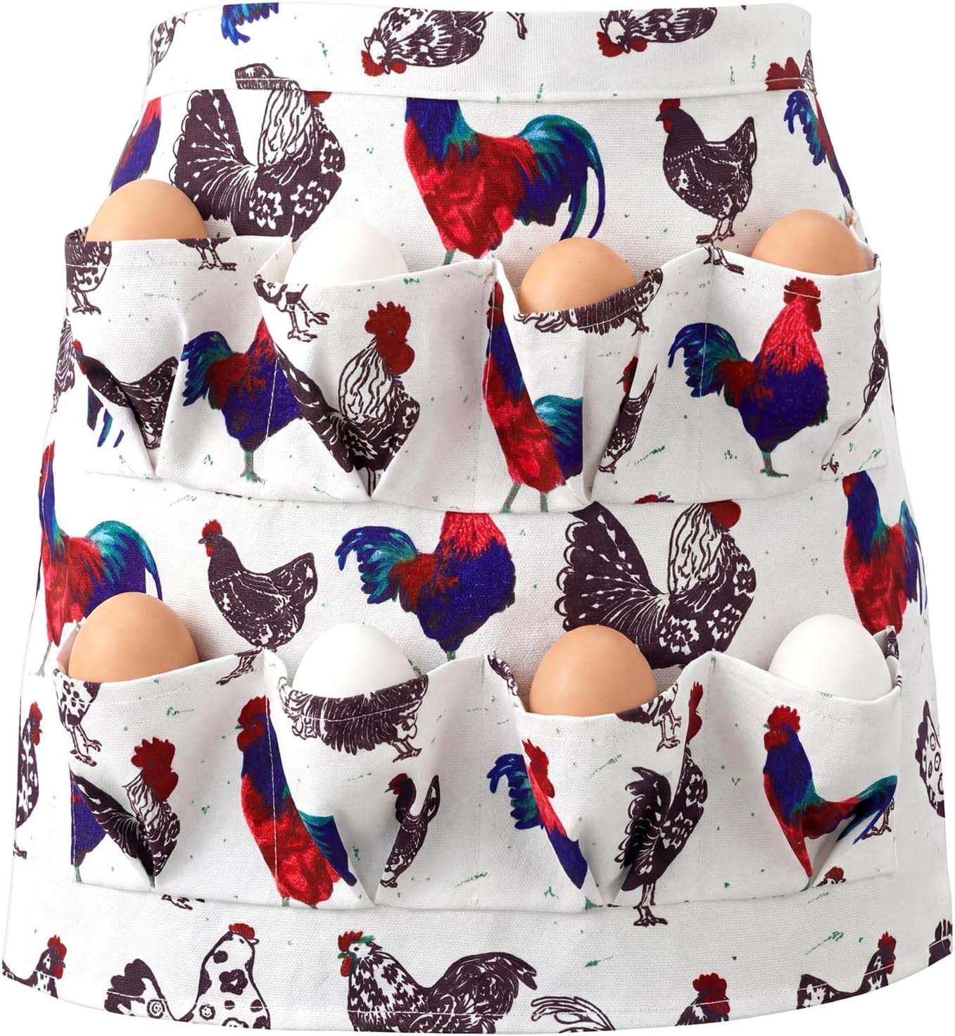 Delantal de lona para recolección de huevos de gallina, pato y ganso con 8 bolsillos