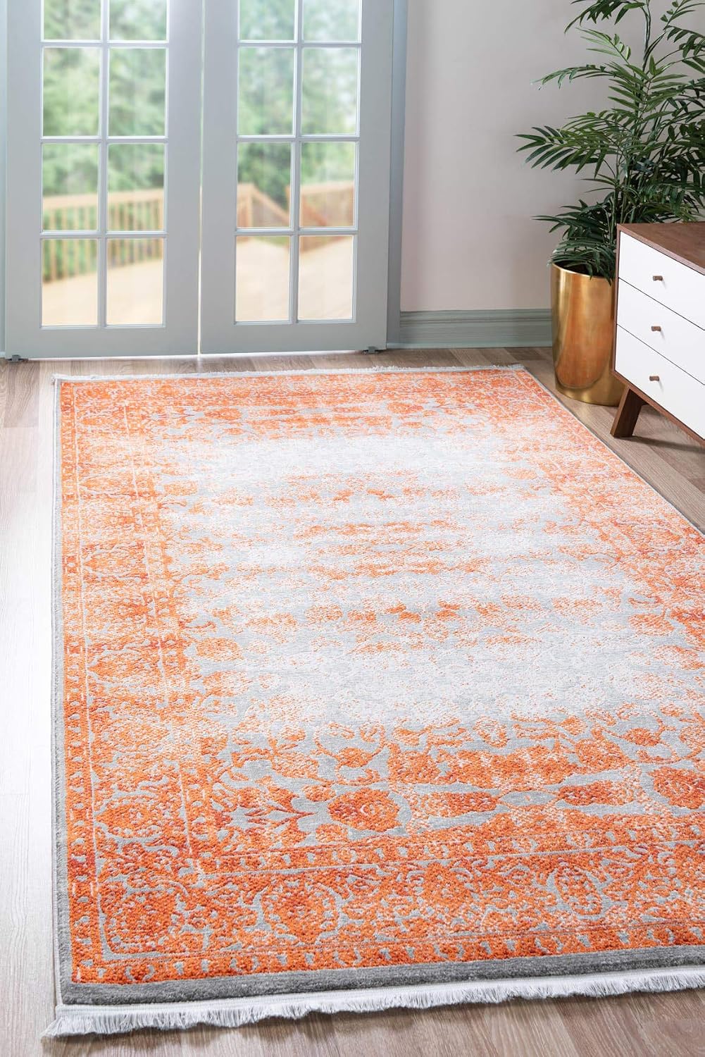 Alfombra área vintage terracota/gris 3x5ft