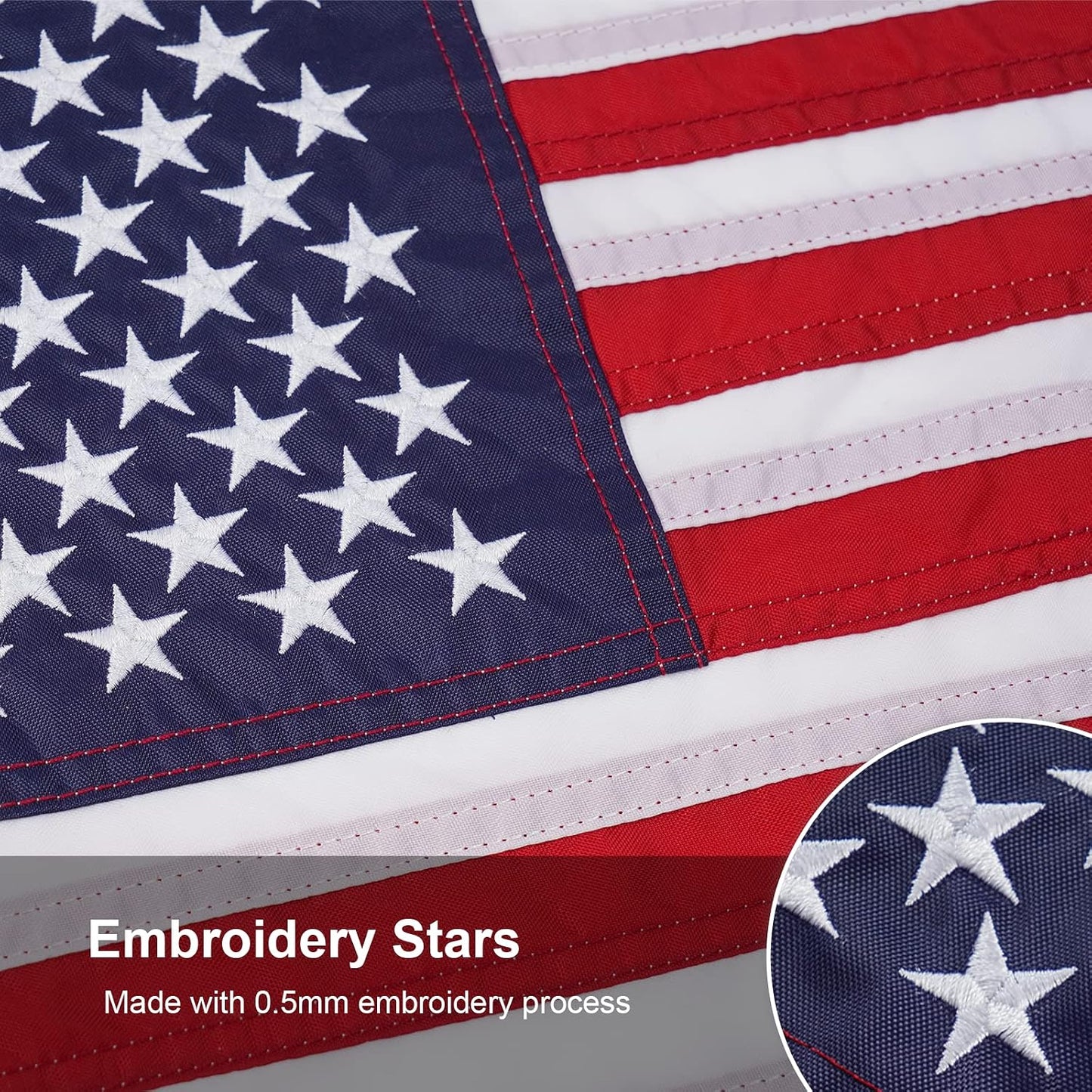 Bandera EE.UU. 12x18" bordado 50 estrellas nailon resistente
