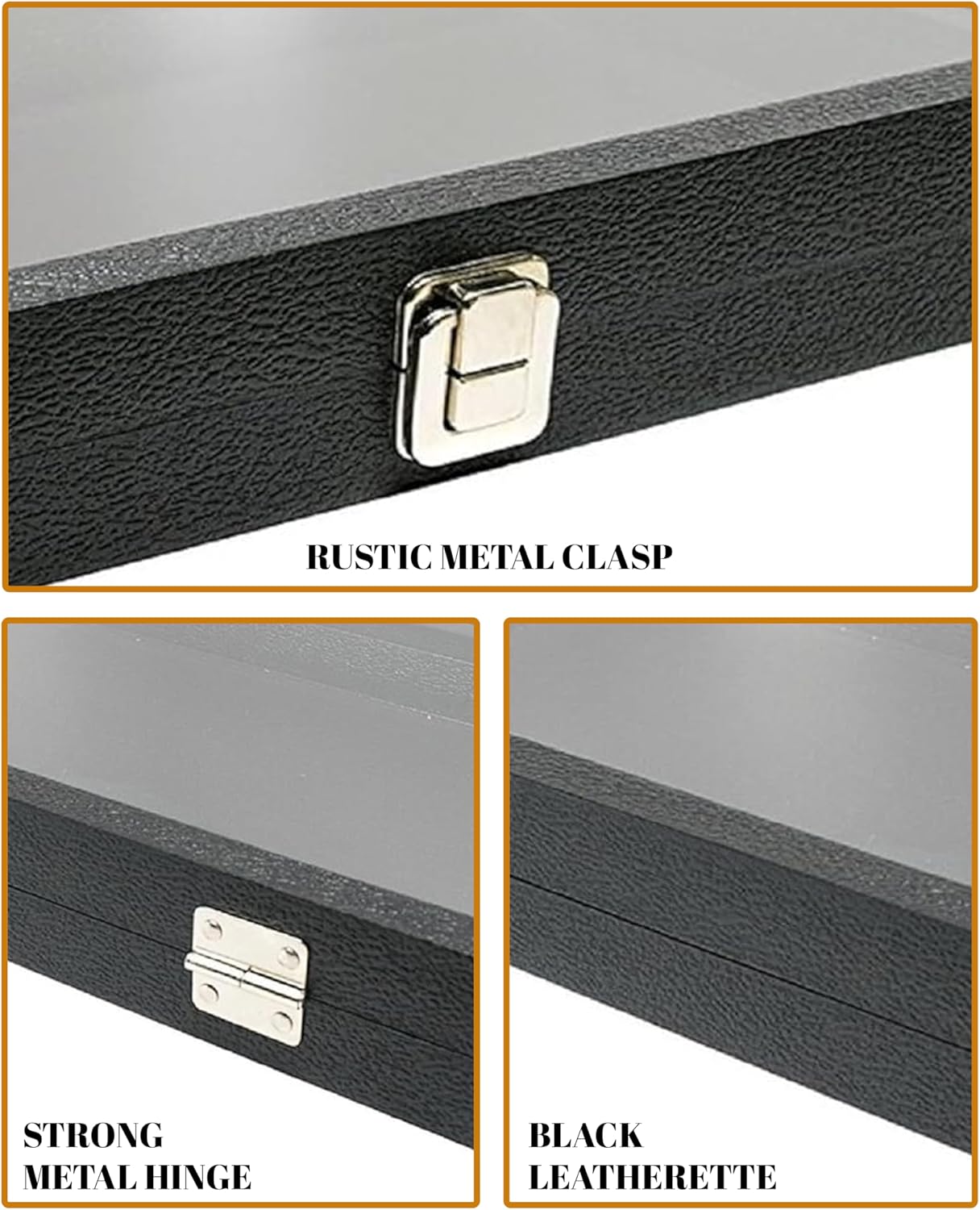 Caja expositora joyas 8.25x7.25" forro espuma bandeja negra