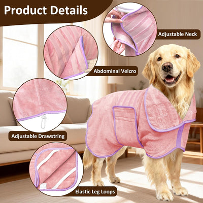 Bata baño perro microfibra absorbente cuello ajustable