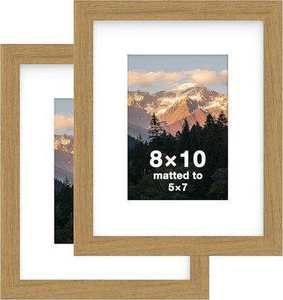2 Portarretratos 8x10pulg mate 5x7pulg color roble dorado