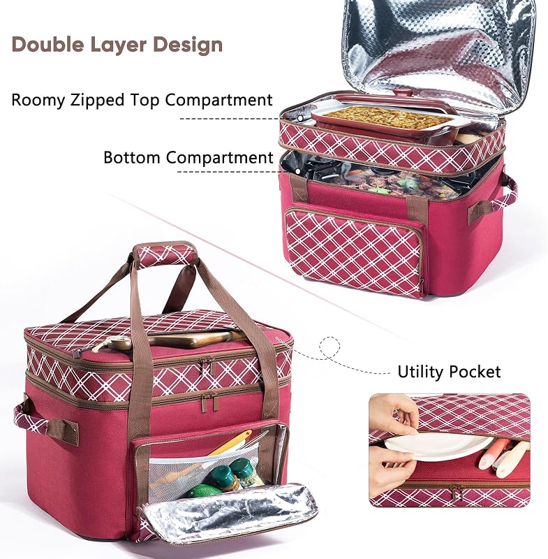 Bolsa transporte doble capa para olla lenta 6-8qt comp CrockPot