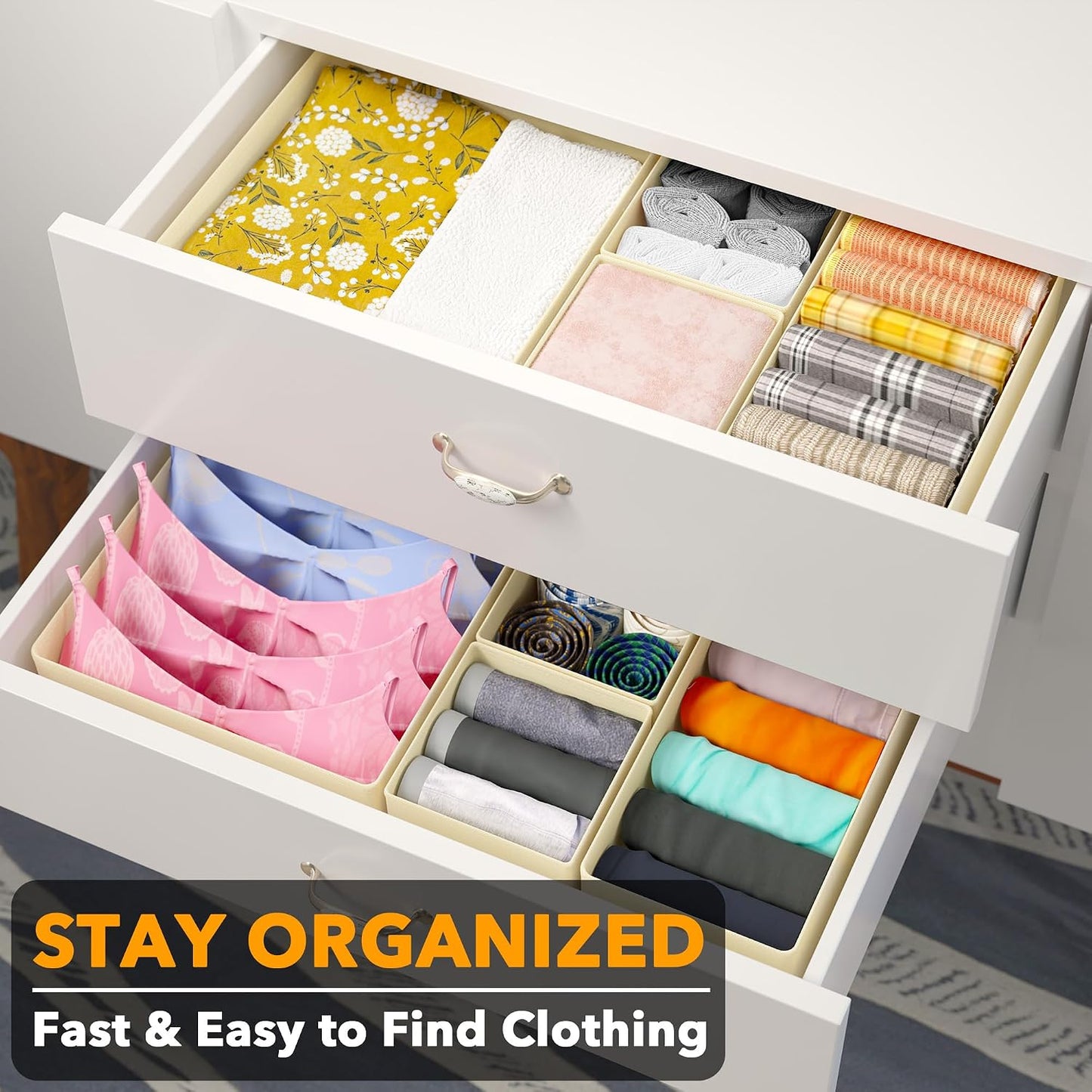Organiz. cajones 12 pzas para ropa bebé y closet