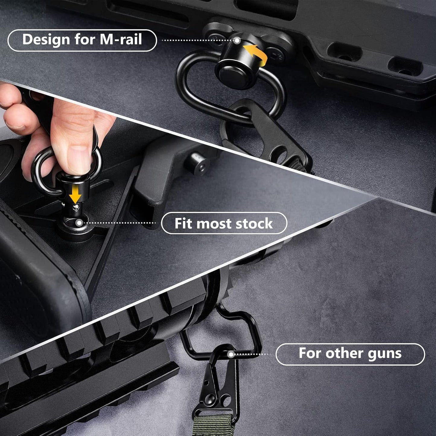 Eslinga rifle ajustable con giratorios antirrotación