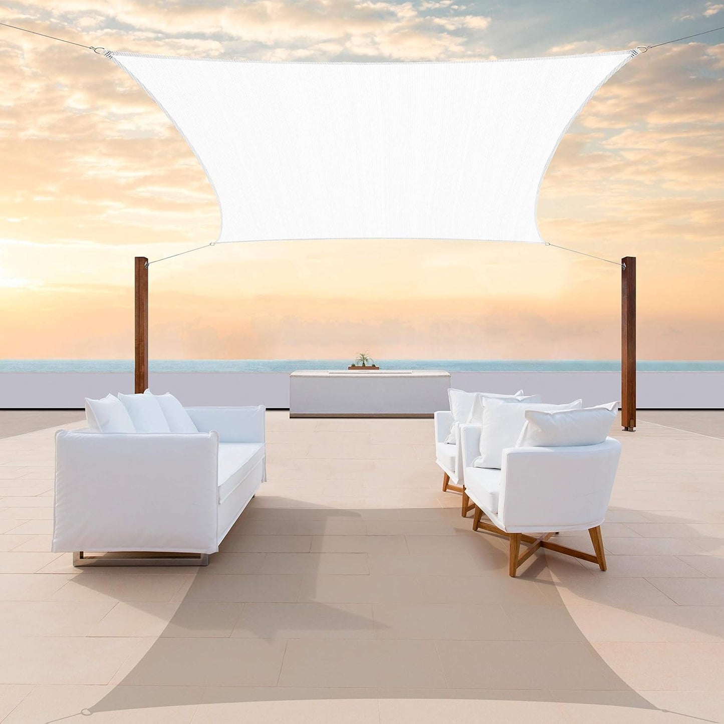 Toldo rectangular tela vela 10x13ft blanco bloquea UV patio