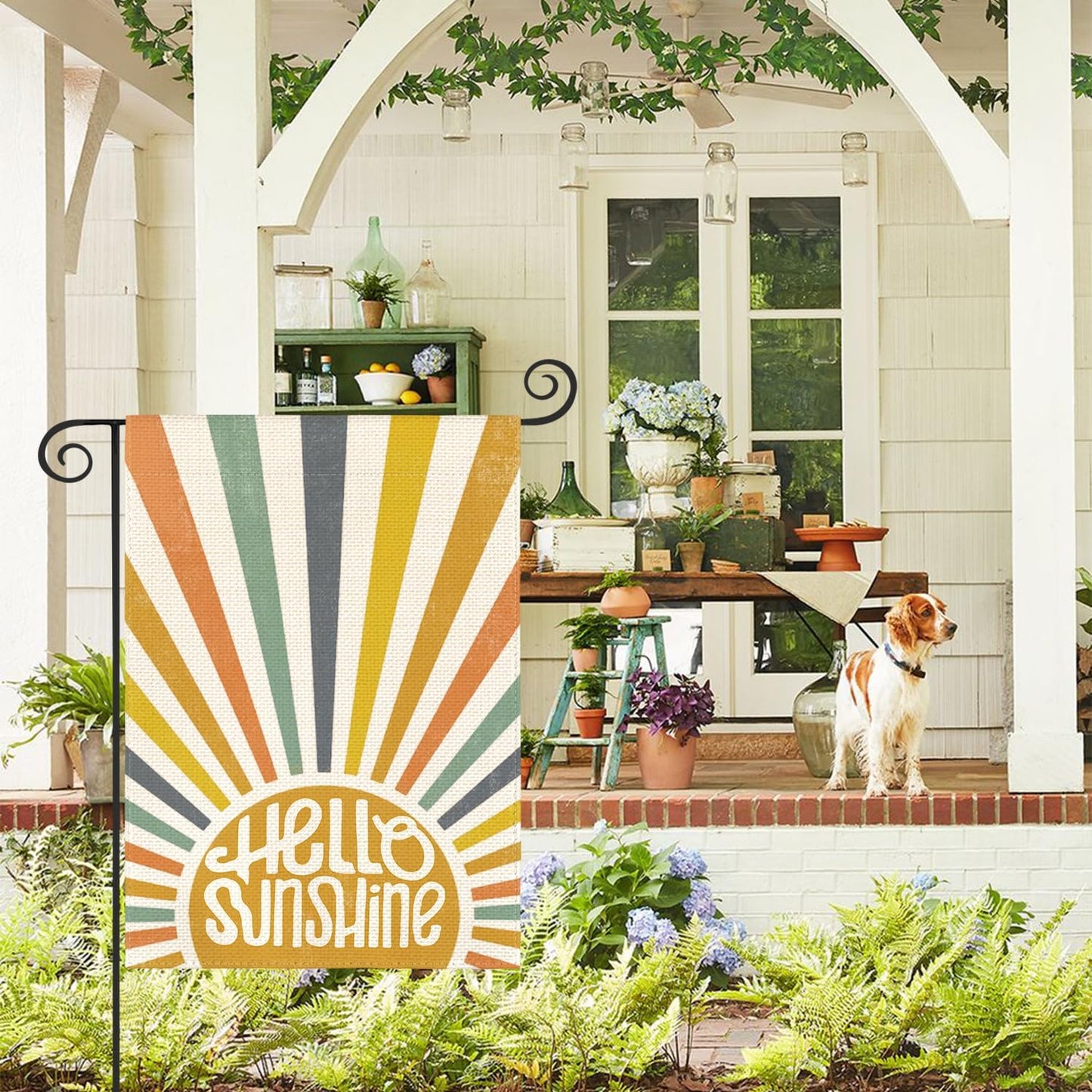 Bandera jardín Hello Sunshine 12x18pulg doble cara fiesta verano