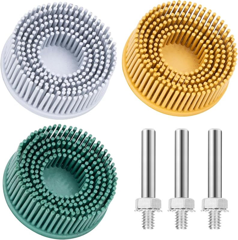 3 Discos Cerdas 2pulg 50-120# con Vástago 1/4pulg para Metal