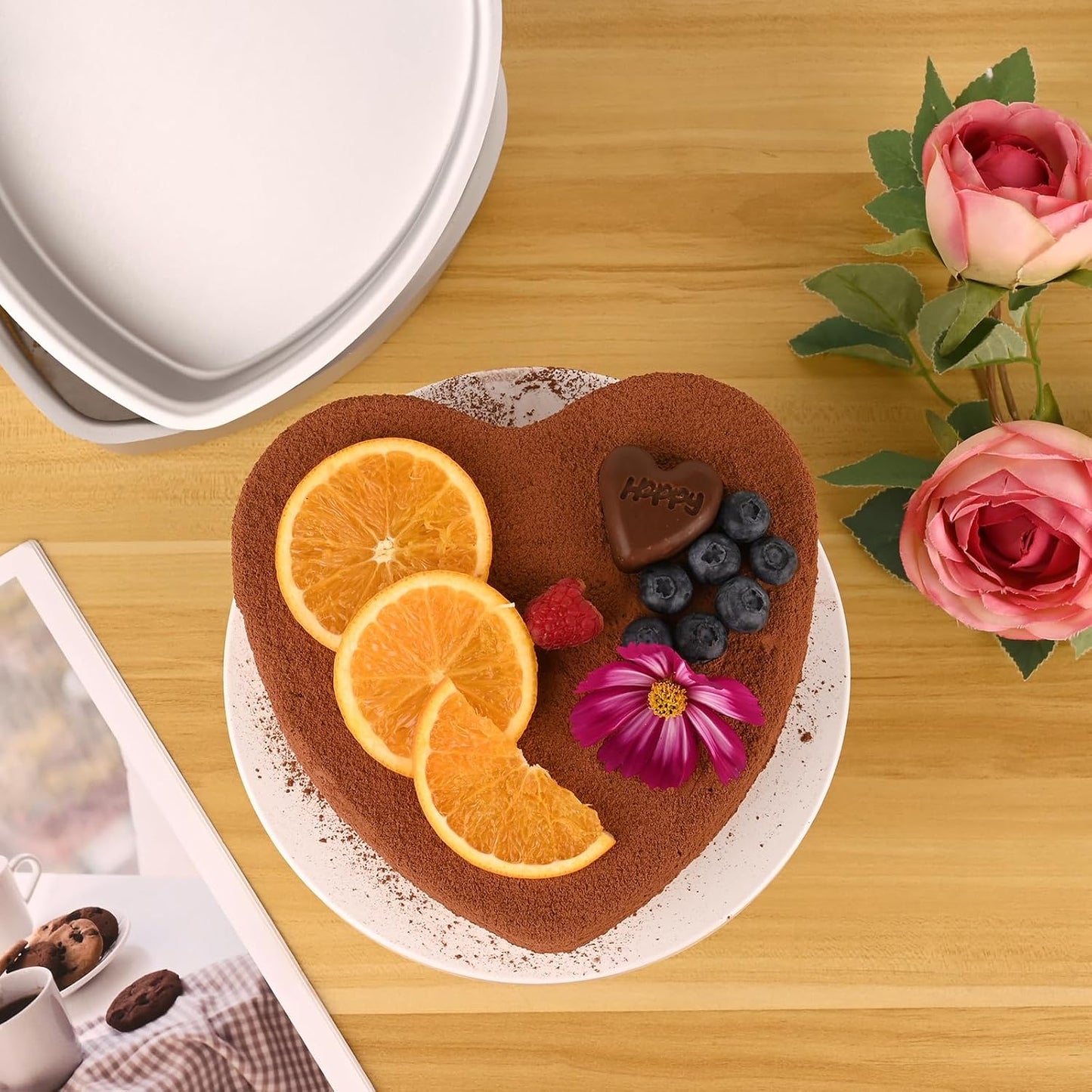 Molde Tarta Corazón 20cm Set 2 Antiadherente 60 Pzas Pergamino
