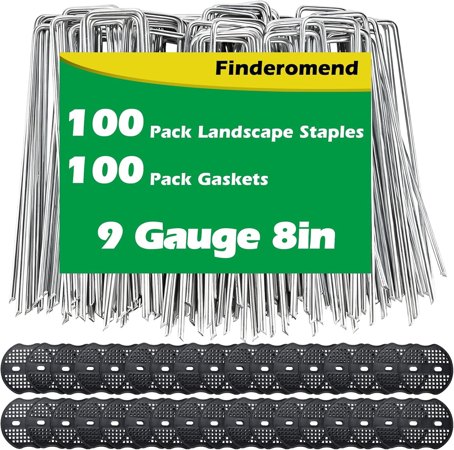 100 Grapas Jardín Acero Galvanizado 8" Almohadillas Negras