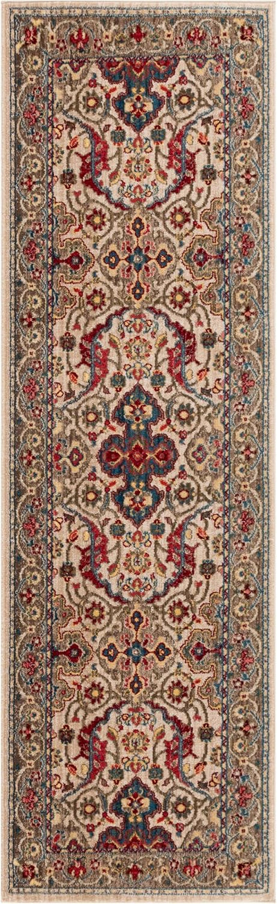 Alfombra pasillo 2'6"x18' marfil y gris topo no pelusa