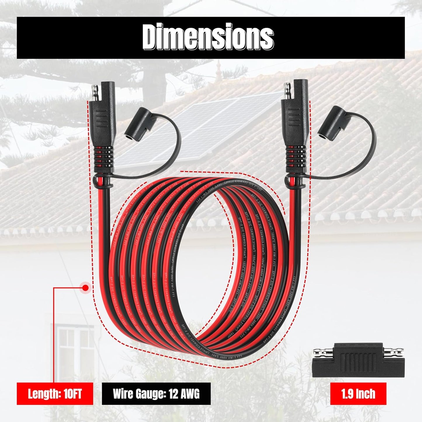 Cable extensión SAE 10ft 12AWG con adaptador inverso
