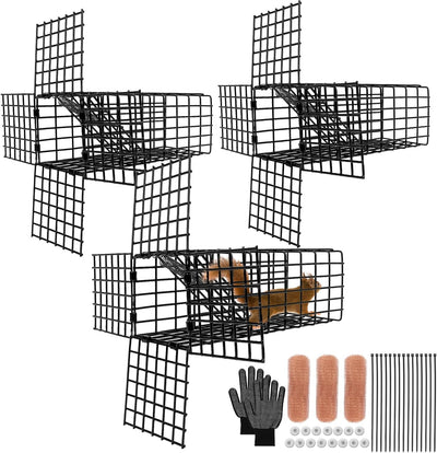 3 Pzas Puerta Ardilla Unidireccional Negra para Ático Chimenea
