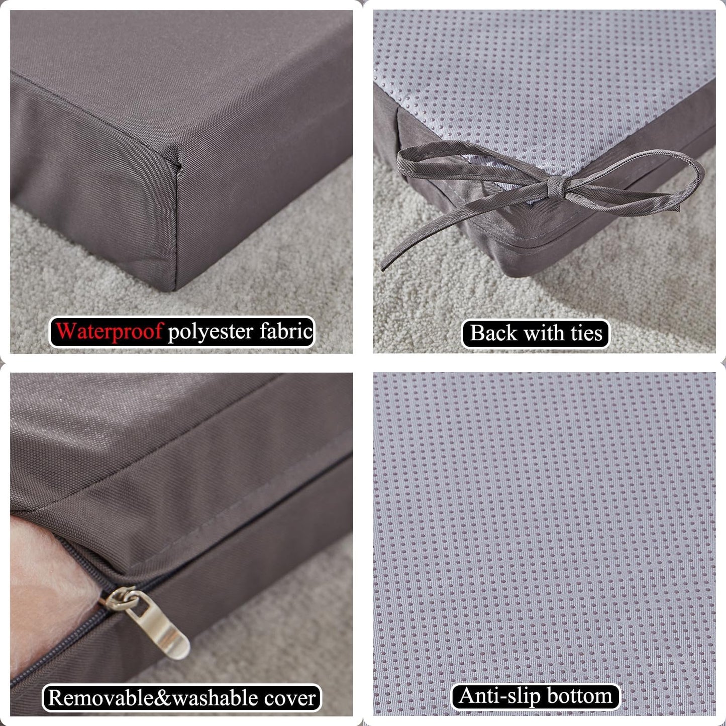 Cojines silla exterior 20x18pulg resistentes UV gris