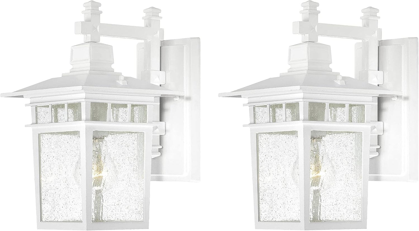 Farol pared exterior cristal semillado blanco pack 2