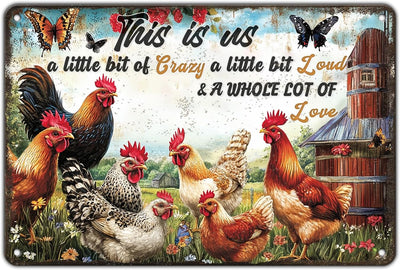 Cartel metal gallinero This Is Us 12x8" decoración pared
