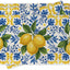 Set 4 manteles Capri azul limón patrón azulejos Amalfi