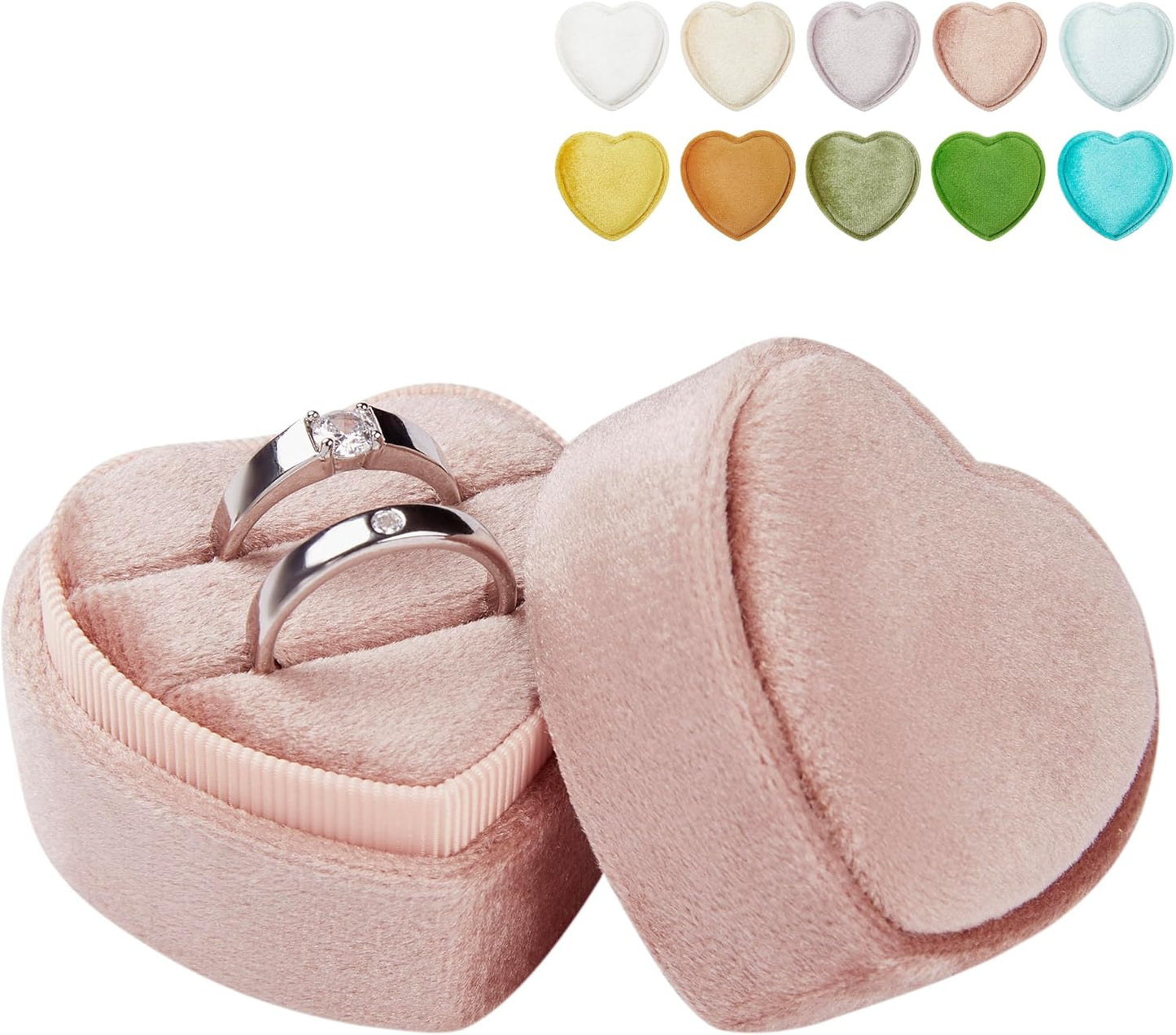Caja terciopelo anillos boda regalo rosa polvoriento