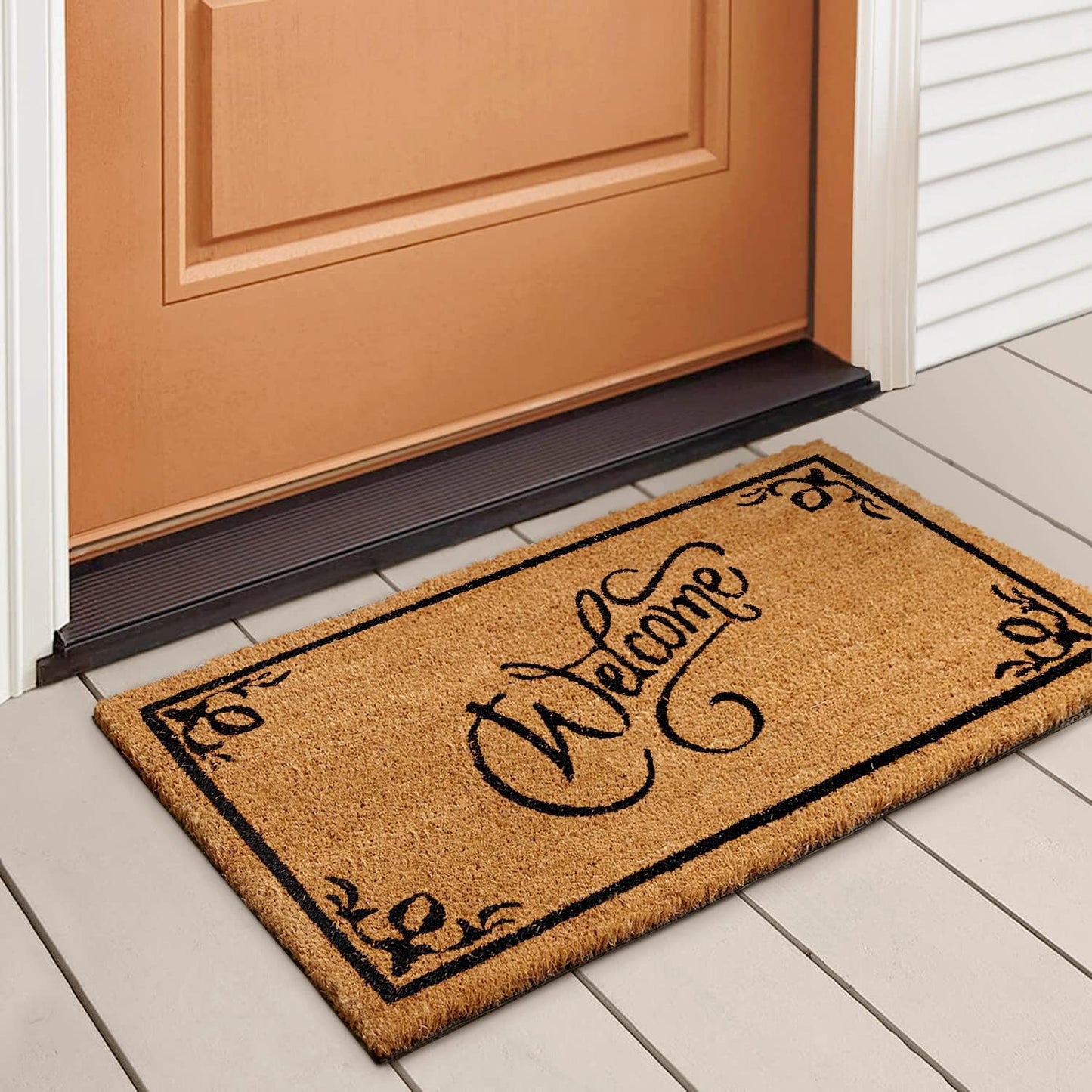 Alfombra fibra coco 17x30pulg uso exterior e interior