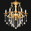 Candelabro cristal dorado 24pulg con 6 luces brazos curvos