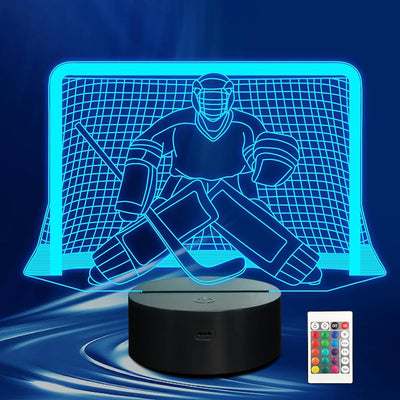Luz nocturna hockey hielo LED 3D con control remoto para niños