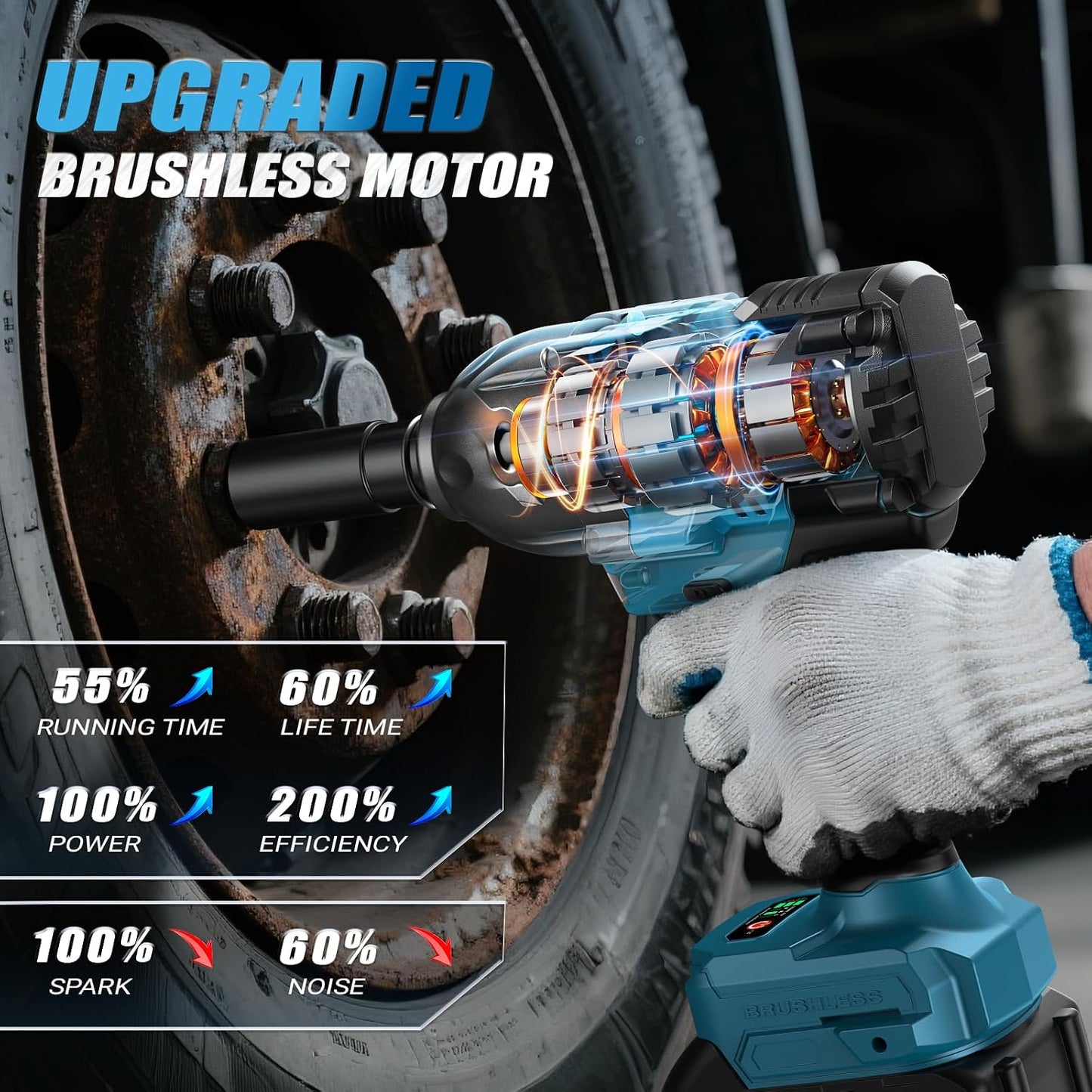 Llave impacto inalámbrica 1/2pulg 21V 3800RPM