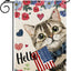 Bandera jardín doble cara 12x18pulg Hello Watercolor Cat Flowers