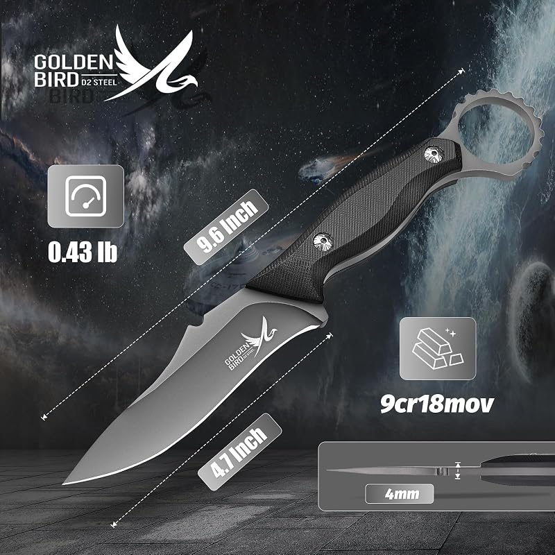 Cuchillo acero carbono 4.7pulg funda cuero ergonómico
