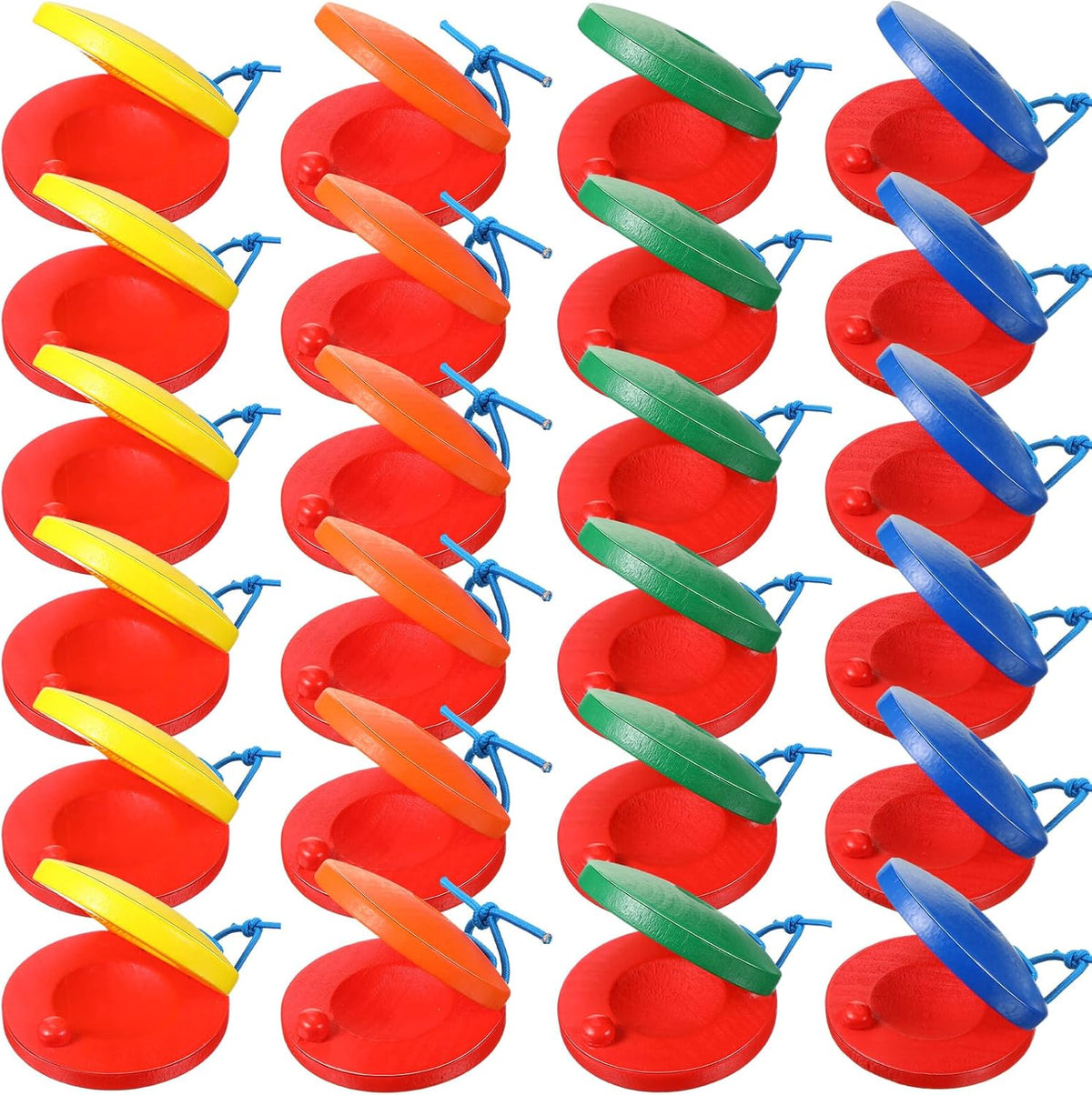 24 Castañuelas de Madera para Aplaudir y Ritmo Multicolor