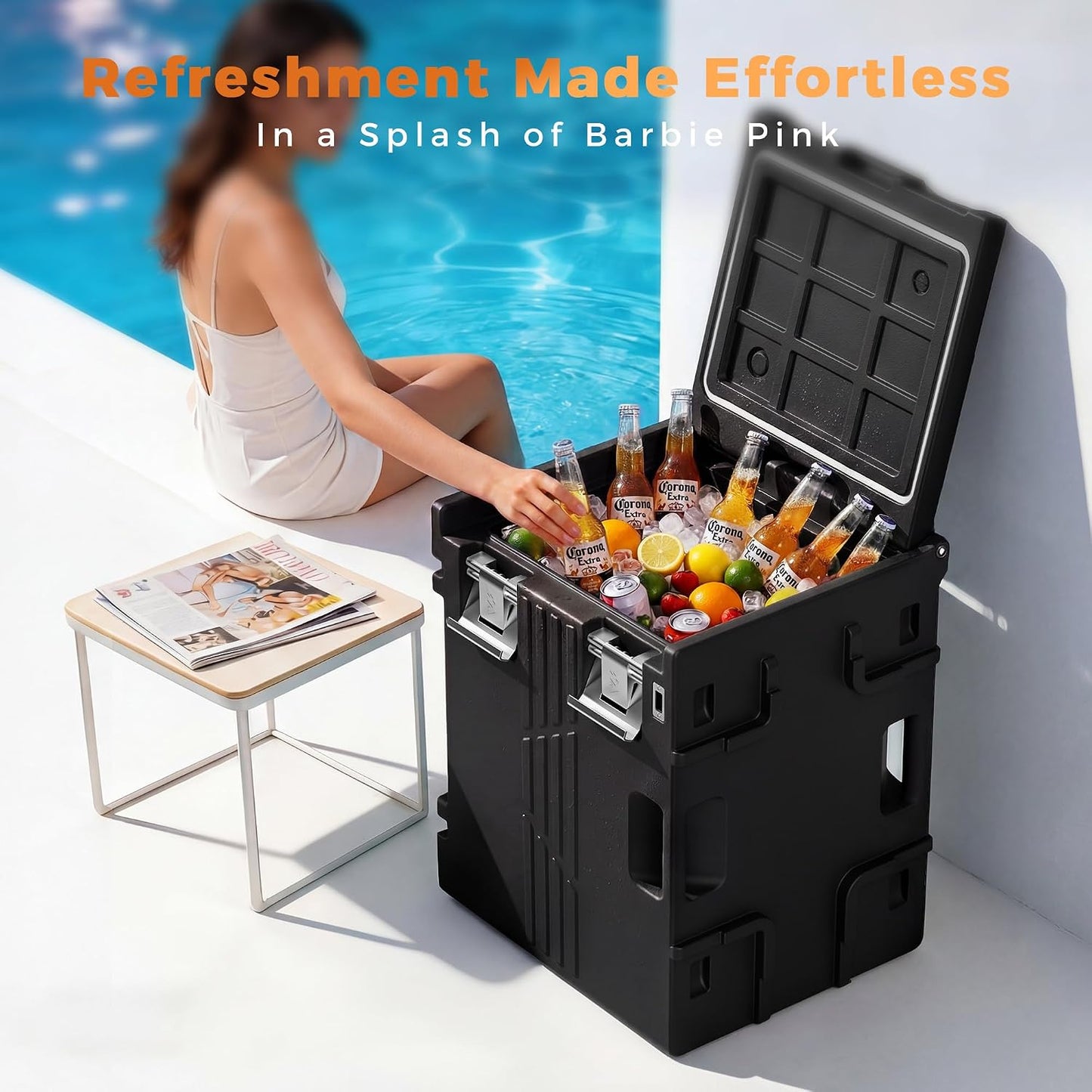 Caja caliente no eléctrica 82qt acero inox con ruedas