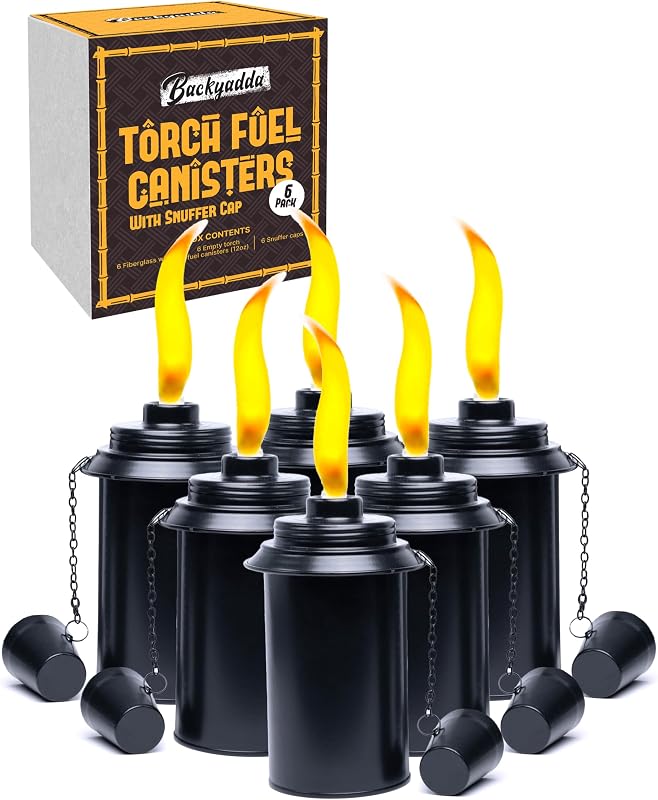 Recipientes antorcha 12oz Tiki 6 Pzas metal con tapas