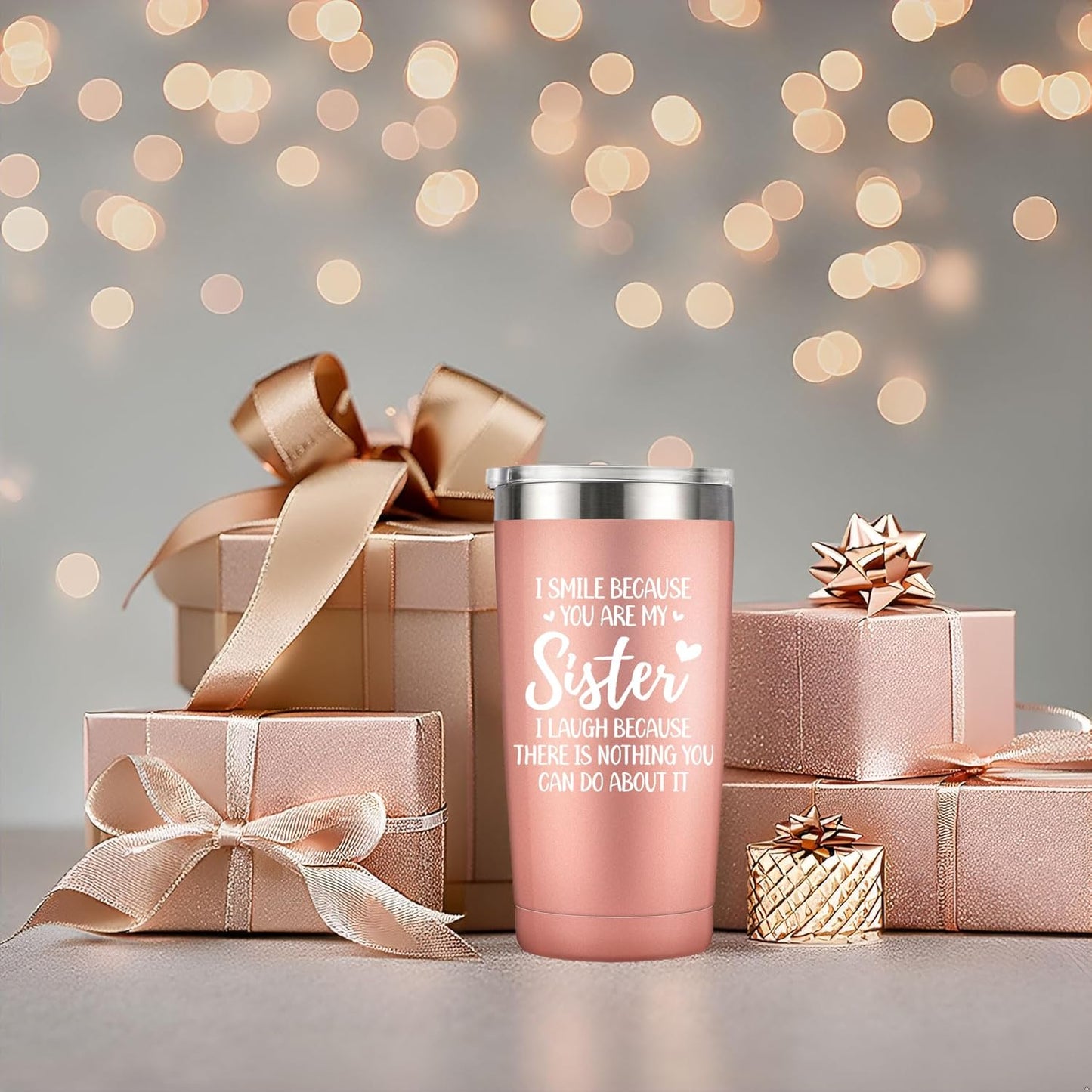 Vaso 20oz color oro rosa regalo hermana cumpleaños
