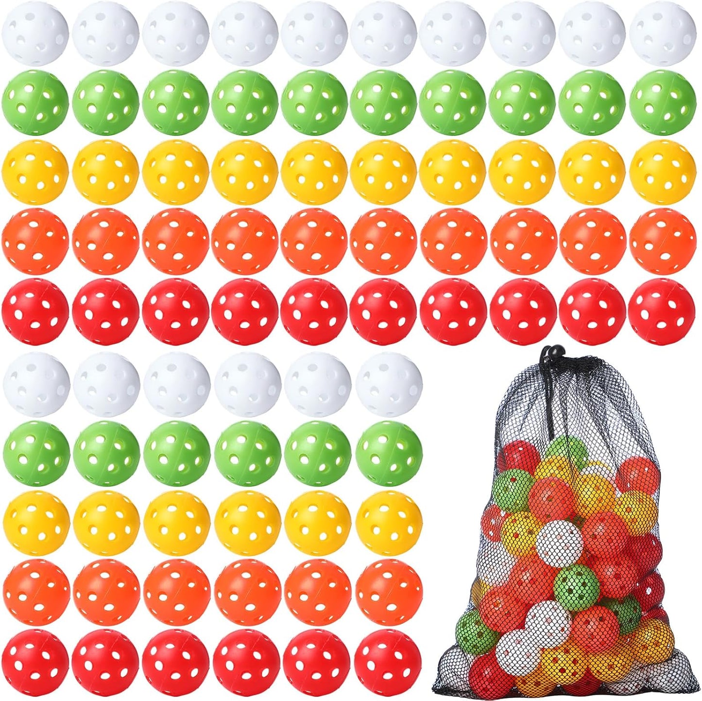 80 Pelotas Golf Plástico Hueco 42mm para Interiores