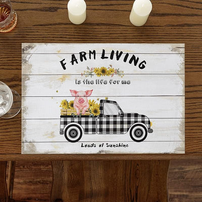 Set 4 Manteles Lavables Farm Sweet Farm Mesa Comedor