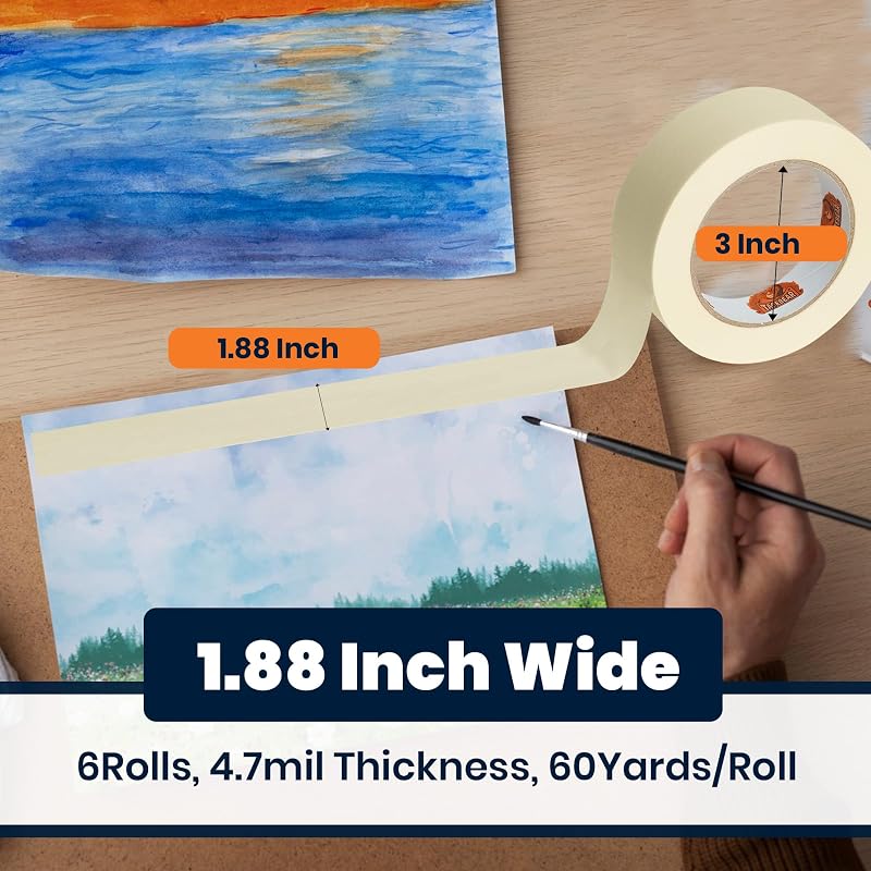 Cinta adhesiva beige y blanco 1.88" x 60yd 36 rollos