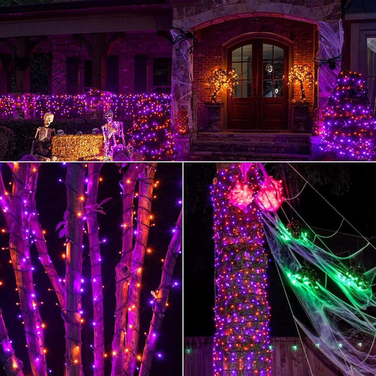 Luces Halloween naranja y morada 240 LED 95ft