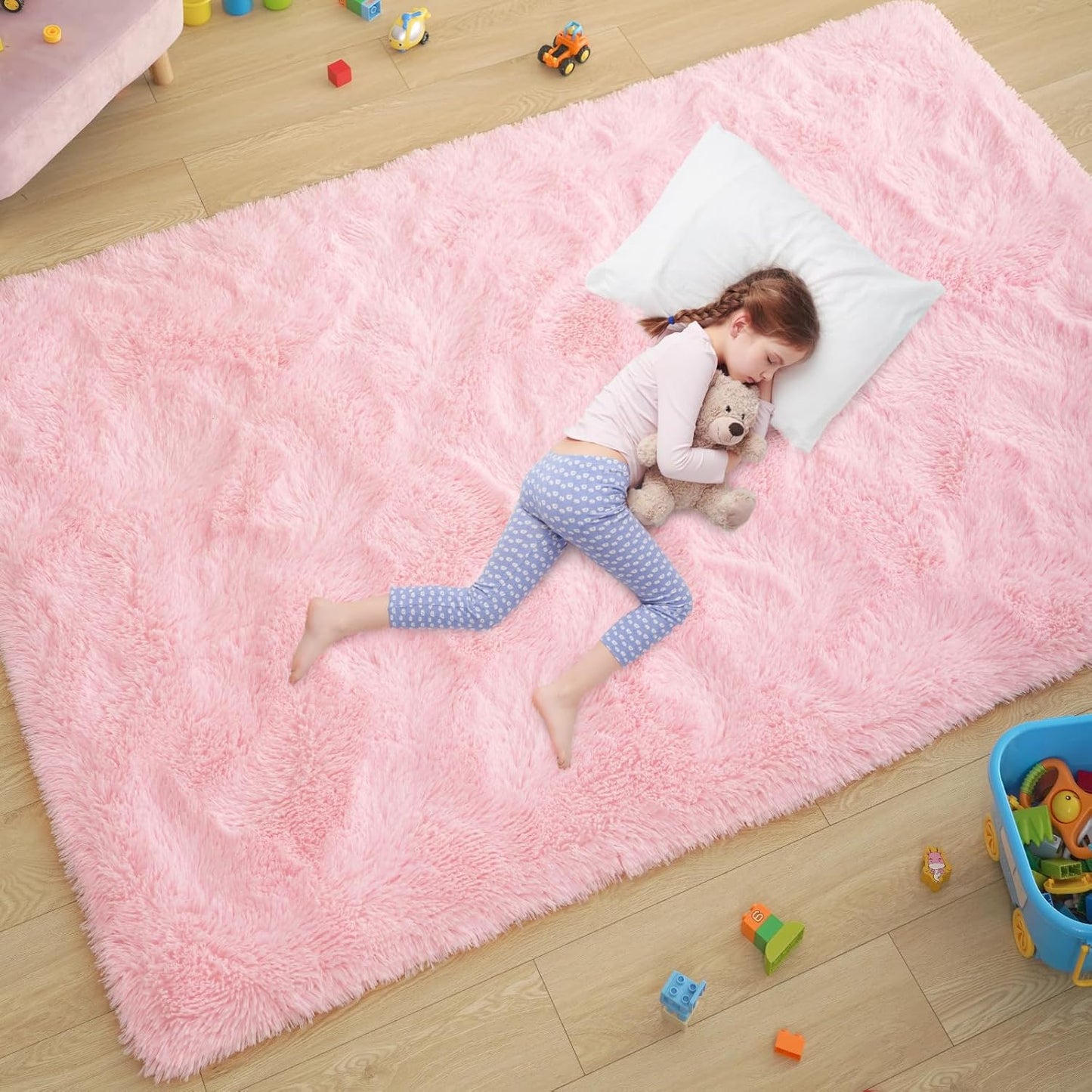 Alfombras peludas rosa para dormitorio 5x8ft sala de estar