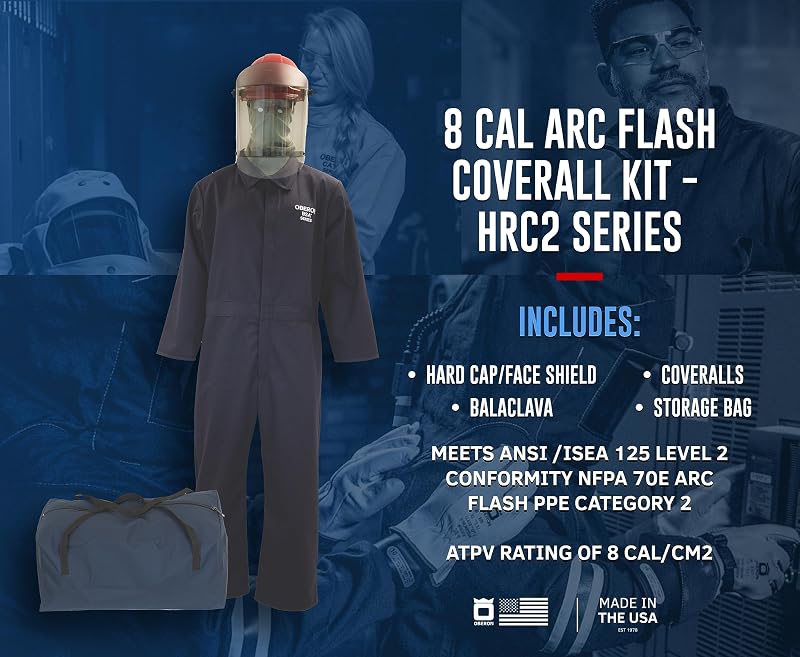 Kit Arc Flash HRC2 8 CAL con Cap, Visor, Balacalva y Bolsa