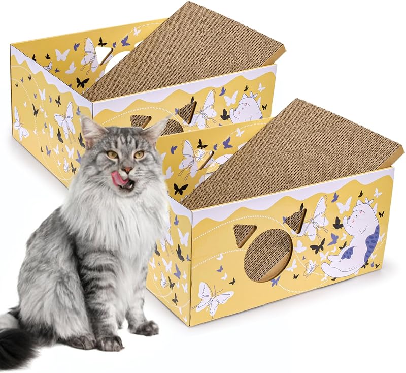 2 Pzas caja rascadora mariposa doble cara 16.5pulg gato