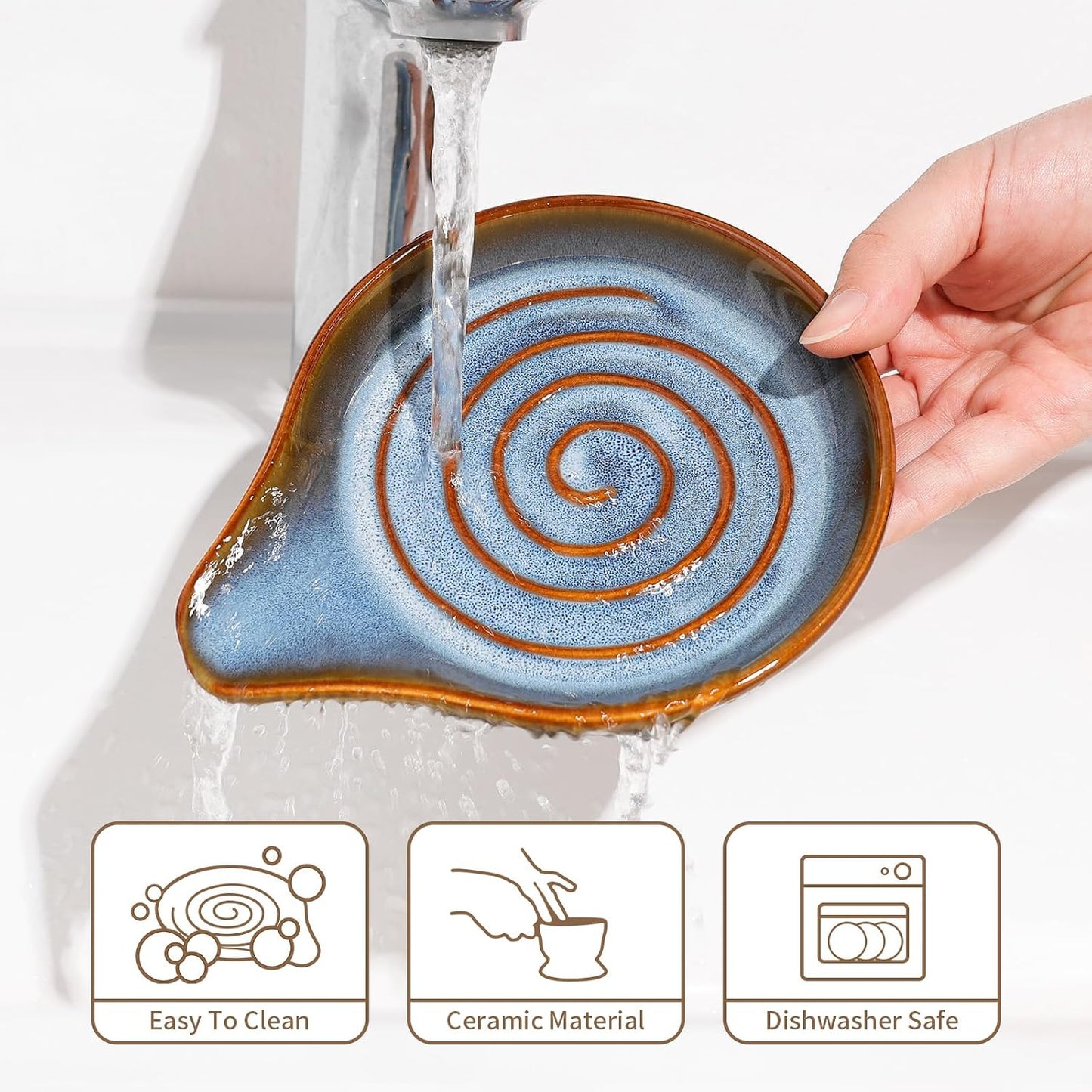 Reposacharas cerámica soporte cucharas encimera cocina