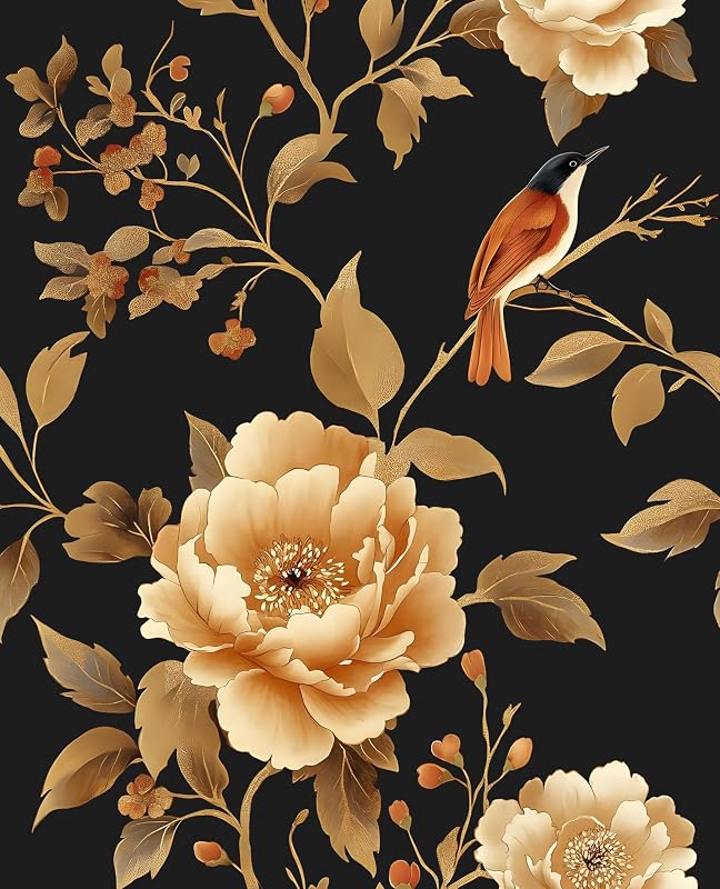 Papel tapiz floral bohemio autoadhesivo 17.5x393"