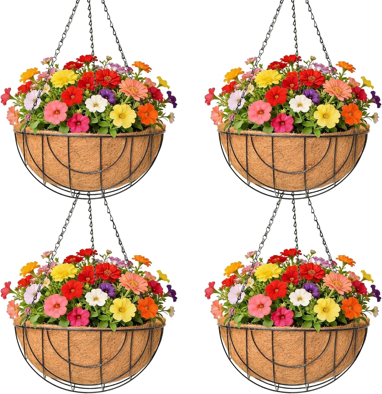 4 Cestas colgantes metal 14" para plantas