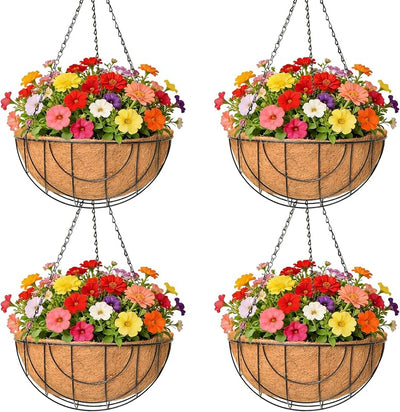 4 Cestas colgantes metal 14" para plantas