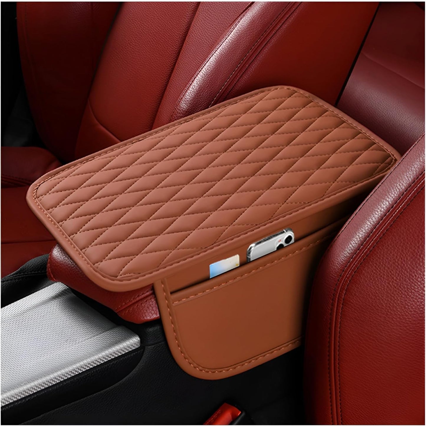 Funda consola central automotriz cuero con bolsas almacenamiento