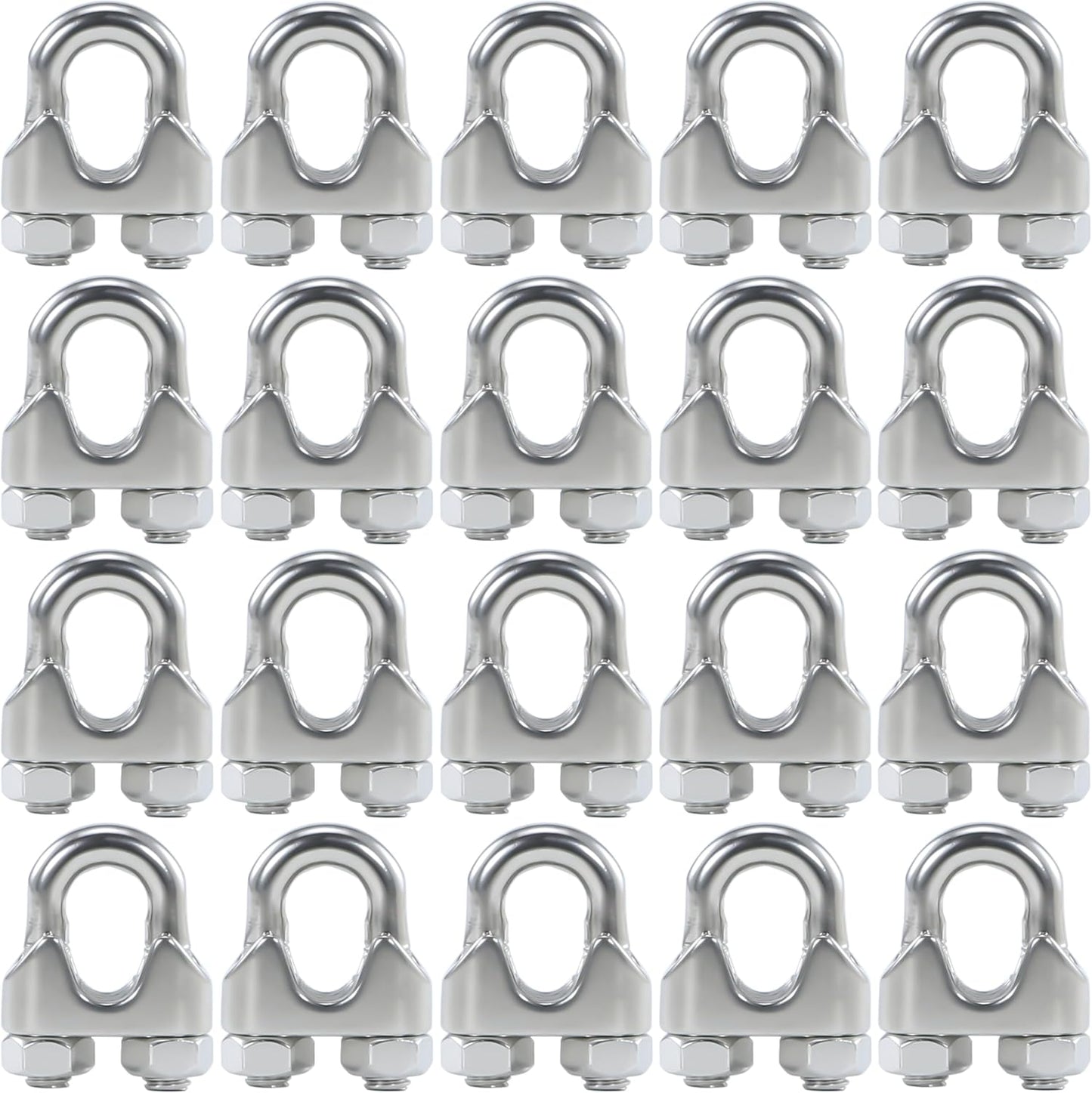 20 Pzas Abrazadera Cable Acero Inox M5 3/16-1/4pulg