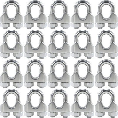 20 Pzas Abrazadera Cable Acero Inox M5 3/16-1/4pulg
