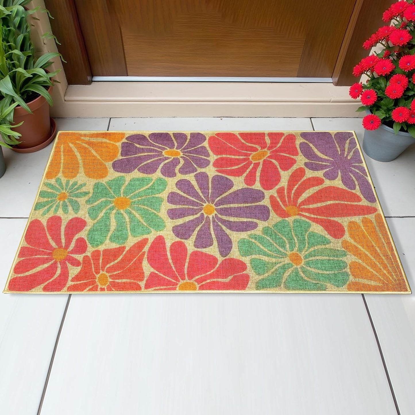 Tapete floral antiderrap para puerta interiores exteriores
